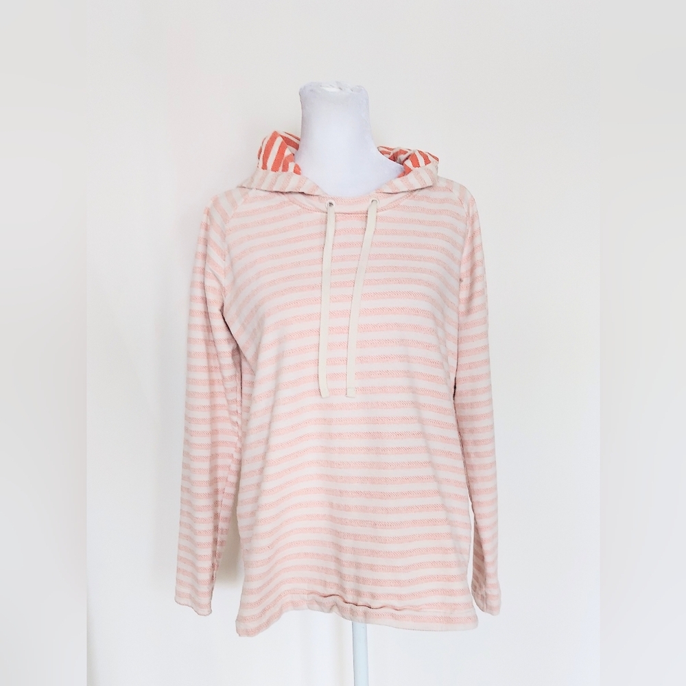 Columbia PFG Striped Hooded Sweatshirt Orange Womens Small
